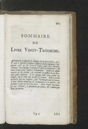 Sommaire du livre vingt-troisieme.
