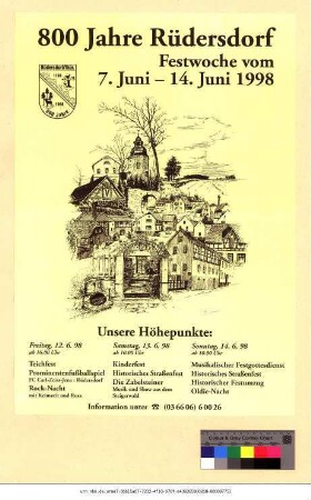 Originaltitel: 800 Jahre Rüdersdorf Festwoche vom 7. Juni bis 14. Juni 1998