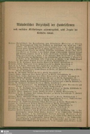 Handelsregister : Alphabetisches Verzeichniß der Handelsfirmen