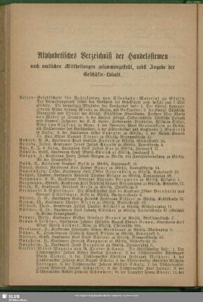 Handelsregister : Alphabetisches Verzeichniß der Handelsfirmen