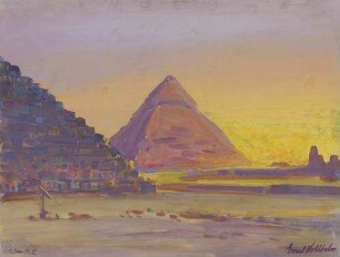 Die Pyramiden von Giseh nach Sonnenuntergang 1. Januar 1935