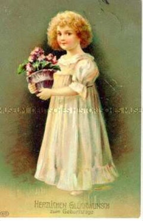 Glückwunschkarte zum Geburtstag mit Blumenmädchen