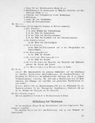 Gestaltung des Neubaues.