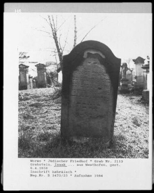 Grabstein Isaak, ? (+ 1858.04.06)