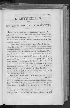 II. Abtheilung. Die Hanseatischen Departements.