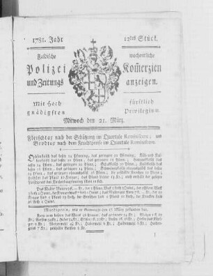 12tes Stück., Ausgabe vom 21. März 1781