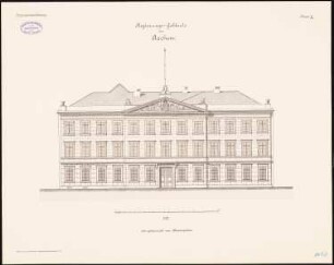 Regierungsgebäude, Aachen: Aufriss Hauptansicht 1:100