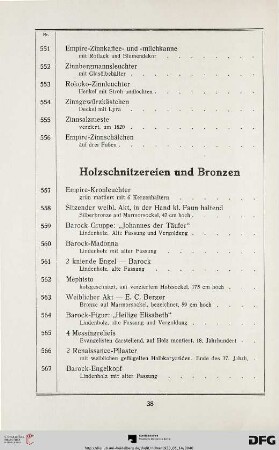 Holzschnitzereien und Bronzen (Nr. 557-574)