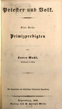 Priester und Volk : eine Reihe Primizpredigten