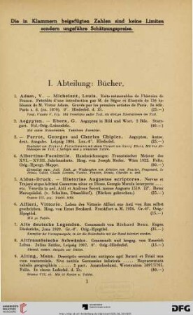 I. Abteilung: Bücher (Nr. 1-667)