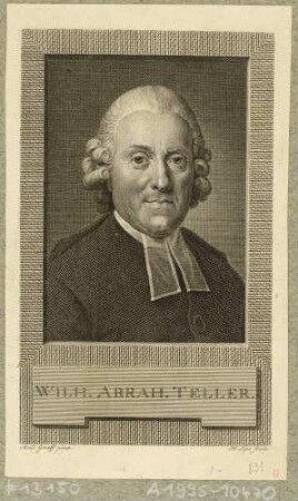 Bildnis des Theologen Wilhelm Abraham Teller, Brustbild im Talar nach links