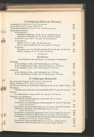 13. Fachgruppe Romanistik