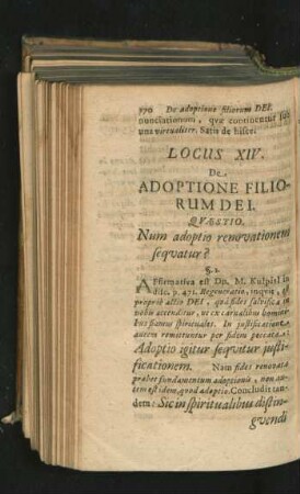 Locus XIV. De Adoptione Filiorum Dei.