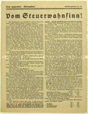 Antisemitisches Flugblatt der Deutschen Erneuerungs-Gemeinde mit der Forderung nach Steuersenkungen