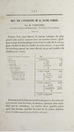 Note sur l'extraction de la racine cubique.