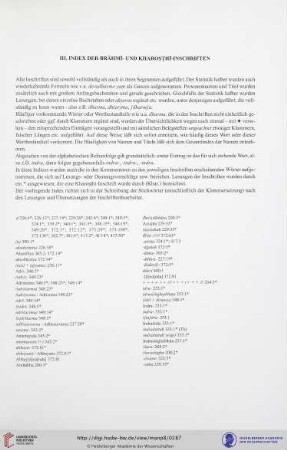 III. Index der Brāhmī- und Kharoṣṭhī-Inschriften