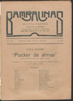 Pocker de almas : pieza dramática en tres actos