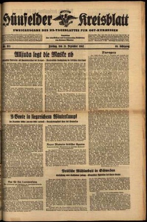 Ausgabe vom Freitag, den 18. Dezember 1942.