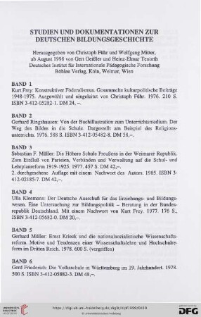 Studien und Dokumentationen zur deutschen Bildungsgeschichte