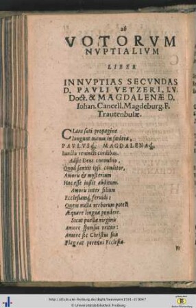 Votorum nuptialium liber.