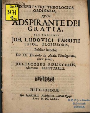 Disputatio theologica ordinaria