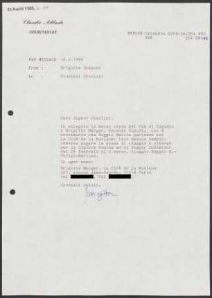 Brief an Giovanni Ottolini, 10.02.1995