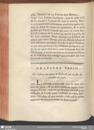 Chapitre XXXIII. De la fonte des mines de Bismuth par le feu du charbon de terre