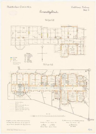 Kadettenhaus, Oranienstein: Lazarett: Grundriss Keller, Dachgeschoss 1:100