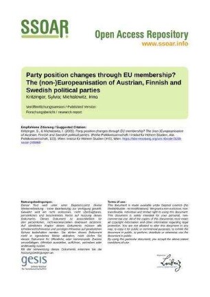 Party position changes through EU membership? The (non-)Europeanisation of Austrian, Finnish and Swedish political parties