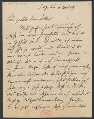 Brief an Ludwig Strecker und B. Schott's Söhne : 06.04.1919