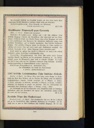 1207 feindliche Landeseinwohner Opfer feindlicher Geschosse.