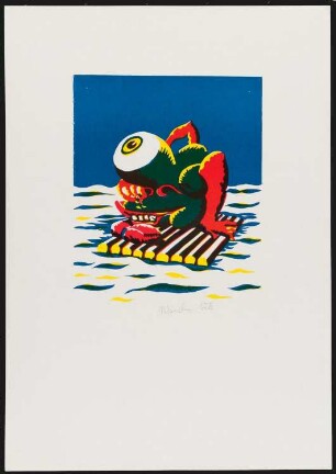 Farblinolschnitt des Künstlers Artur Märchen, Titel: Wassermann