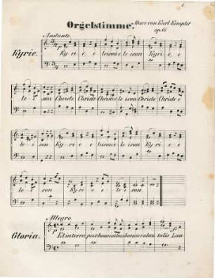Lateinische Messe in C : für 1 Singstimme mit Orgel oblig., dann Alt, Baß, 2 Violinen, 2 Hörner ad lib. ; op. 61