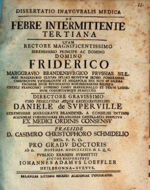 Diss. inaug. med. de febre intermittente tertiana
