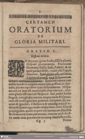 Oratio I. Hispani Militis