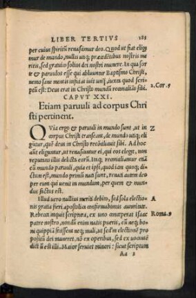 Caput XXI. Etiam parvuli ad corpus Christi pertinent.