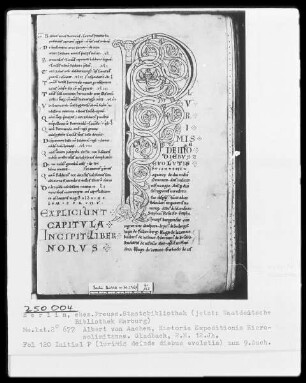 Albert von Aachen, Historia Expeditionis Hierosolymitanae (Chronik des ersten Kreuzzuges) — Initiale P (lurimis deinde diebus evolutis), Folio 120 recto