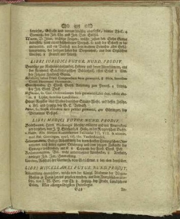 Libri Miscellanei Futur. Nund. Prodit.