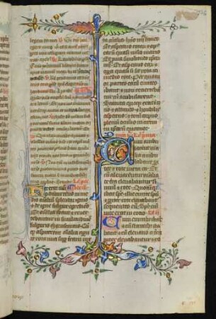 Initiale C mit Bordürenstäben und Fadenranken