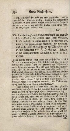 Die Empfindungs- und Erkenntnißkraft der menschlichen Seele.
