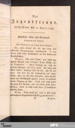 XVIII. Stück. Am 30. April. 1799.