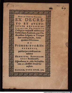Assertiones de pignoribus et hypothecis