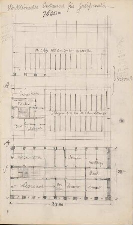 Universitätsbibliothek, Greifswald: Grundrisse (aus: Skizzenalbum 3)