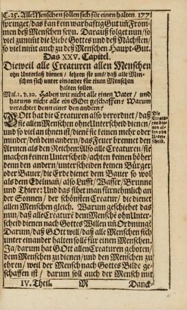 Cap. XXV. Dieweil alle Creaturen allen Menschen ohn Unterlaß dienen, ...