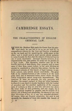 Cambridge essays : contributed by members of the University. 1857