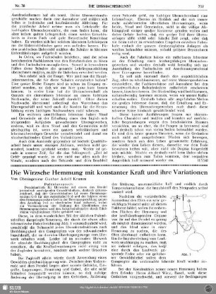 Die Wirzsche Hemmung mit konstanter Kraft und ihre Variationen