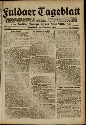 Ausgabe vom Donnerstag, den 30. September 1920.
