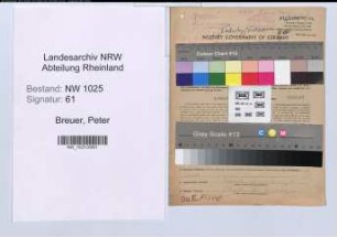 Entnazifizierung Peter Breuer , geb. 06.01.1916 (Technischer Angestellter)