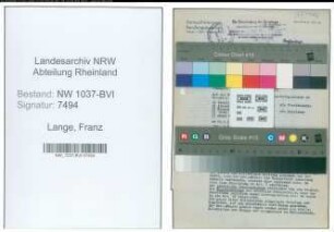 Entnazifizierung Franz Lange , geb. 11.02.1905 (Bueroangestellter)