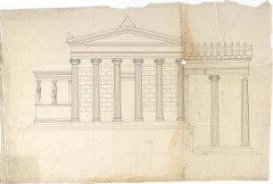 Thiersch, August ; Tempel - Ansicht m. Schnitt